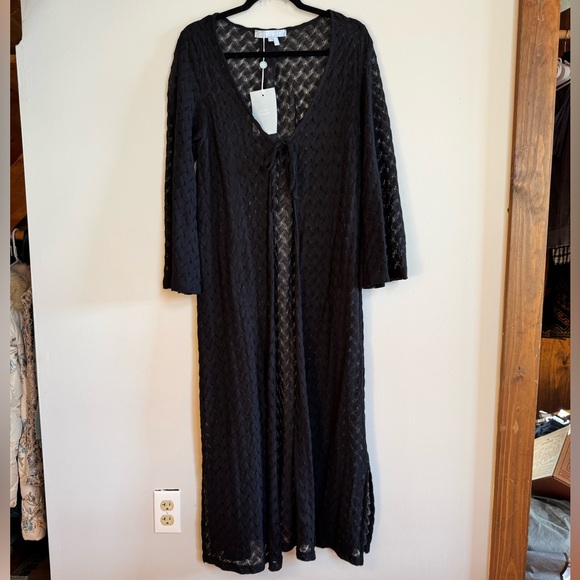 NWT HILL HOUSE large Lou Lou Duster in Black Raschel Knit - Picture 3 of 4